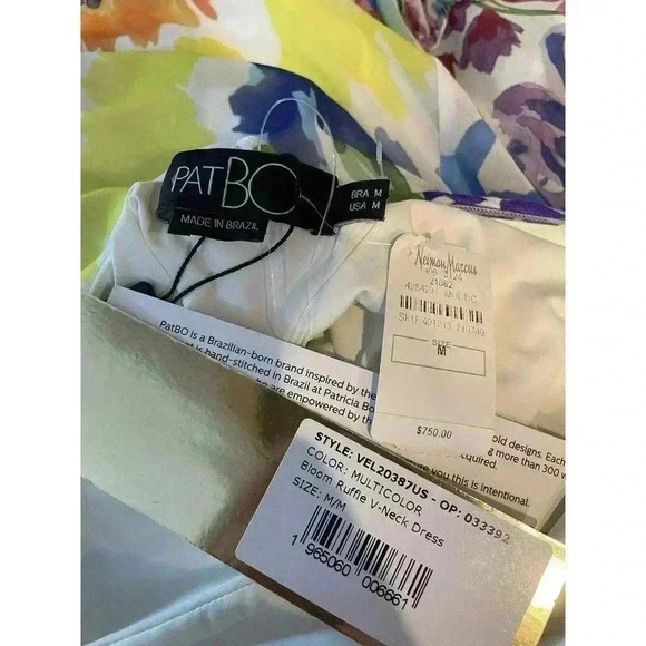 PatBO Hi-Low Maxi Dress M White Floral Ruffle V-Neck Sleeveless wedding guest - Picture 8 of 9